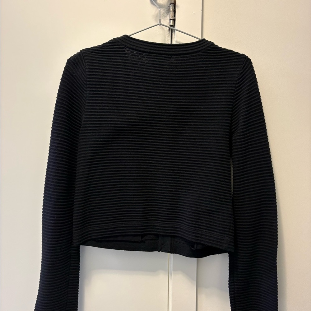 Sincerely Jules Black Ribbed Button-Front Cropped Jacket - Picture 2 of 3